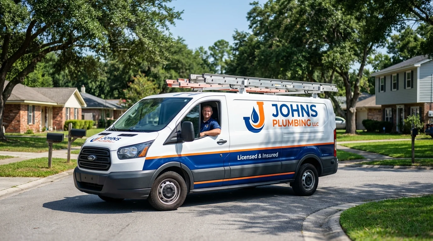Johns Plumbing LLC service van in Burtonsville, MD