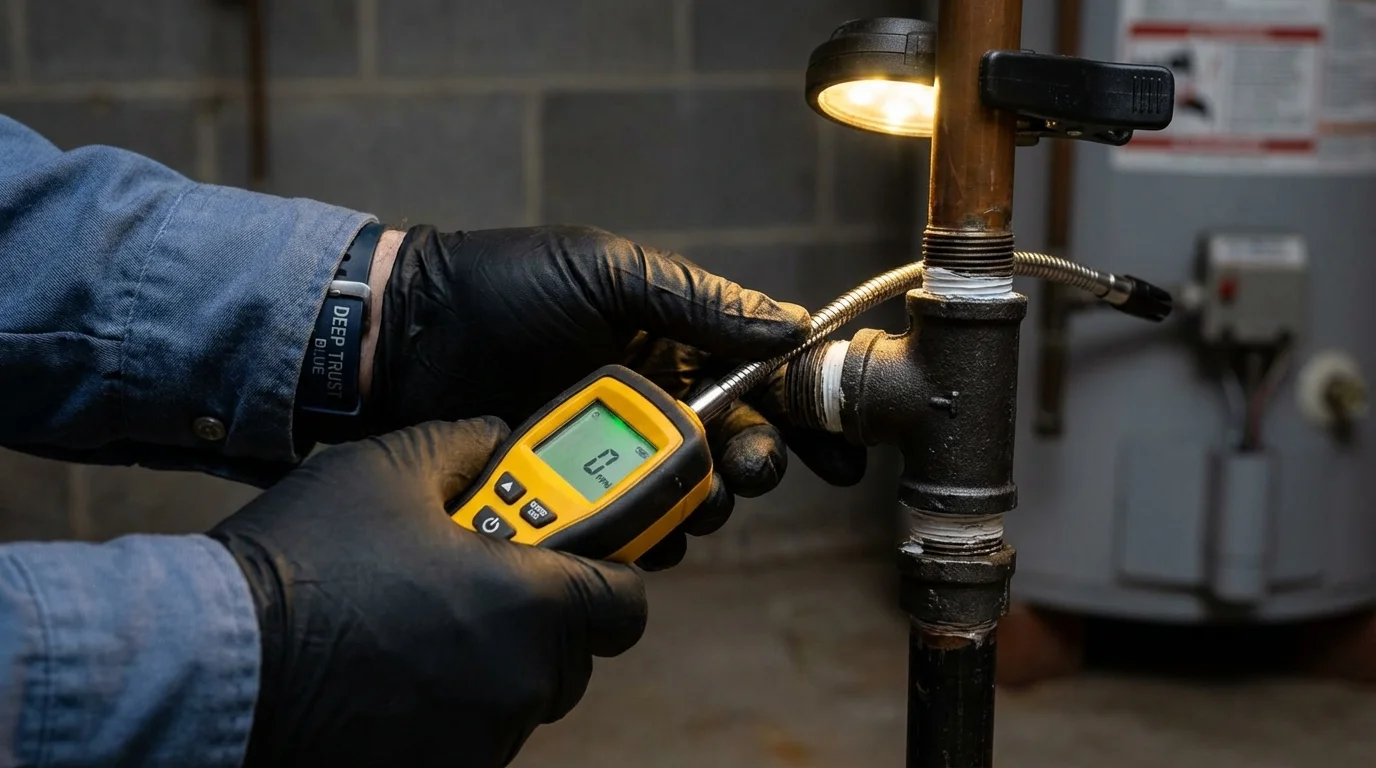 Gas leak detection with electronic sniffer by Johns Plumbing LLC in Burtonsville
