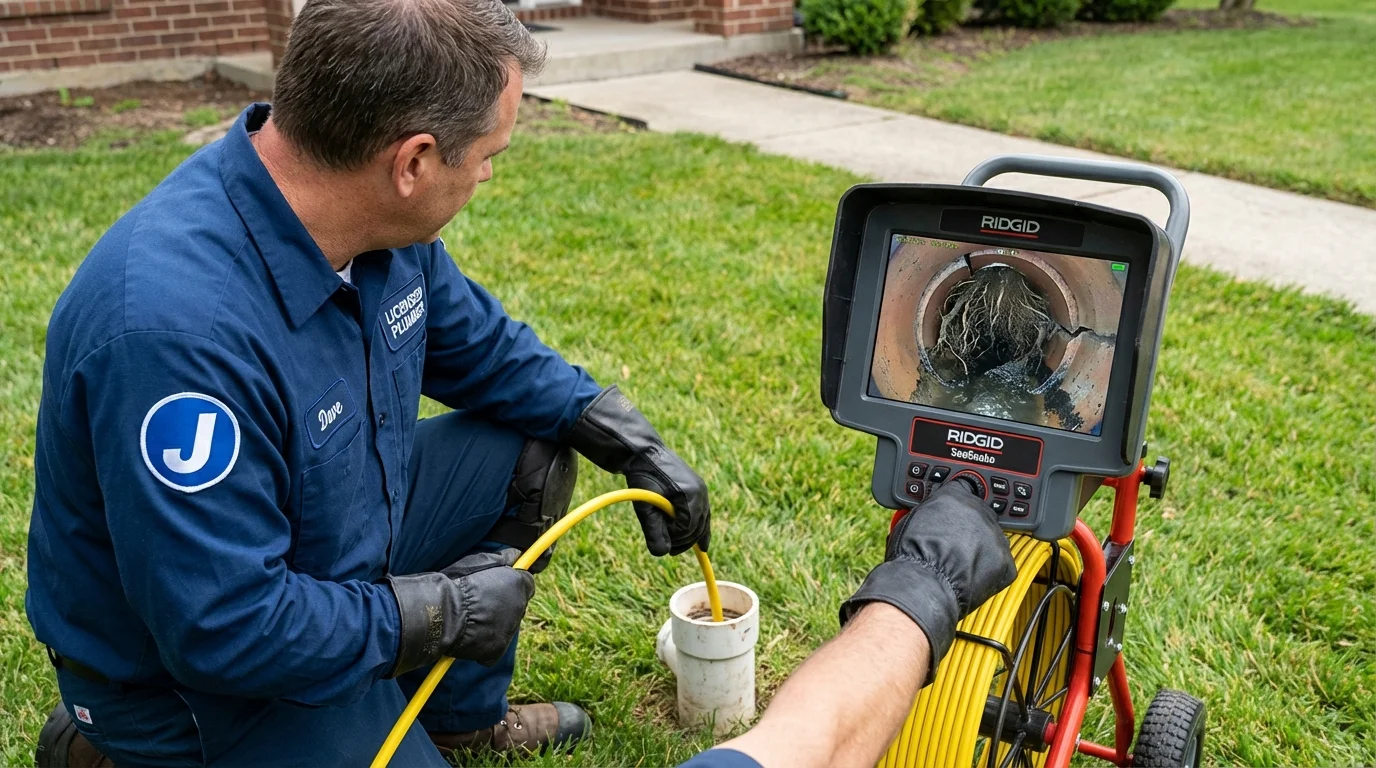 Sewer camera inspection being performed by Johns Plumbing LLC in Burtonsville
